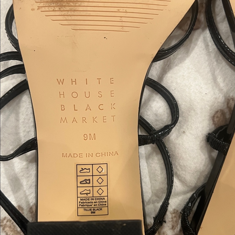 White House Black Market Elegant Black Strappy Women's Sandals - Picture 5 of 8